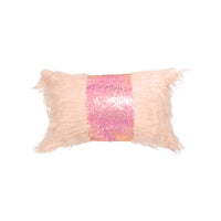 Thumbnail for Rectangle Monster fur & Sequence Pink Throw Pillow