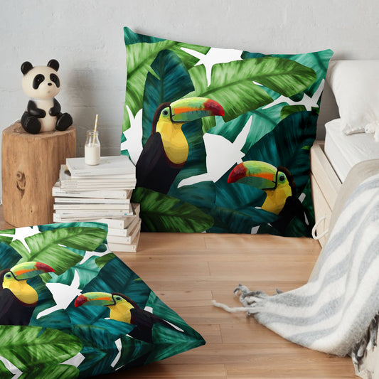 (26"x26") Supersoft Tropical Parrot FLOOR Cushion Cover