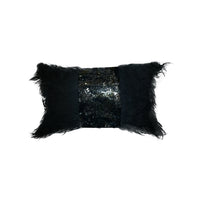 Thumbnail for Rectangle Monster fur & Sequence Black Throw Pillow