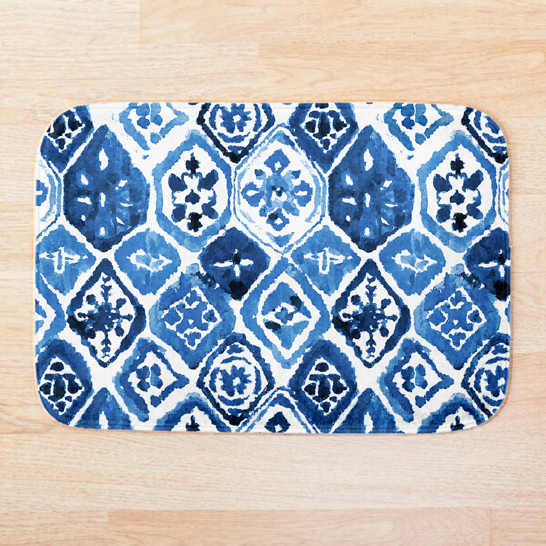 SuperSoft Navy Arabesque Tiles Door Mat