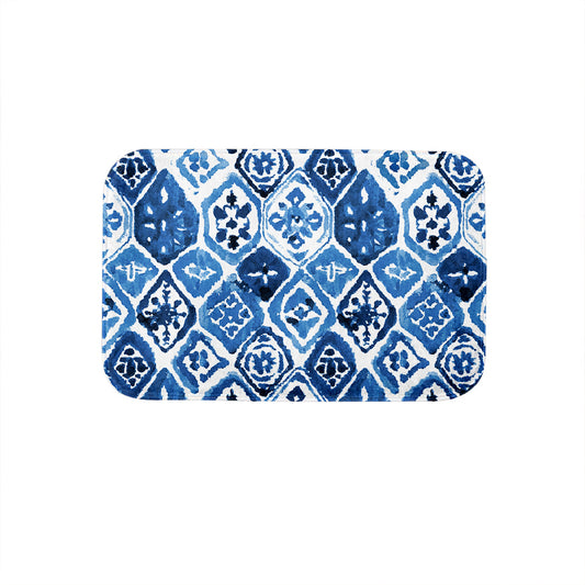 SuperSoft Navy Arabesque Tiles Door Mat