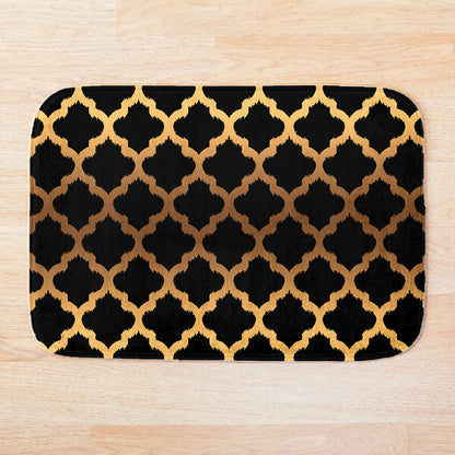 SuperSoft Black Faded Quatrefoil Door Mat