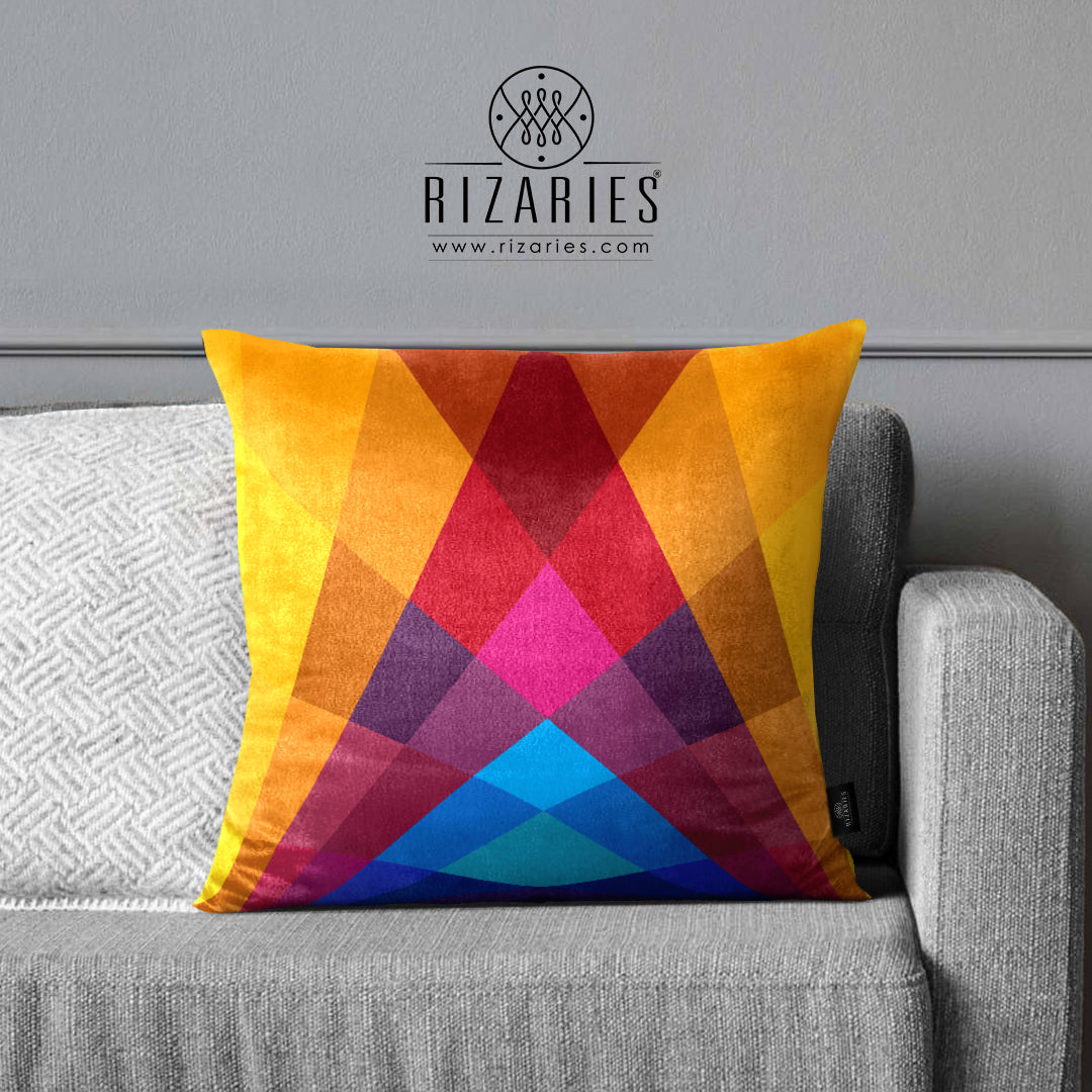 SuperSoft Rainbow Colorful Geometric Throw Cushion