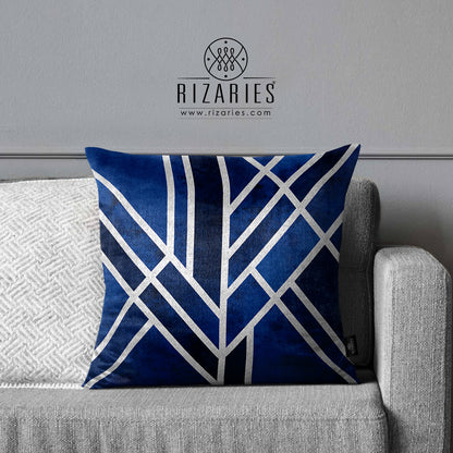 SuperSoft Blue & Silver Art Deco Throw Cushion