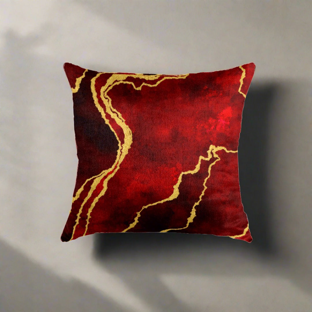 SuperSoft Maroon Gold Abstract Throw Cushion