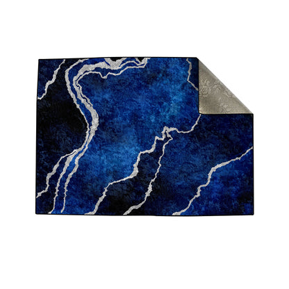 Navy Silver Abstract Centerpiece (Rug)