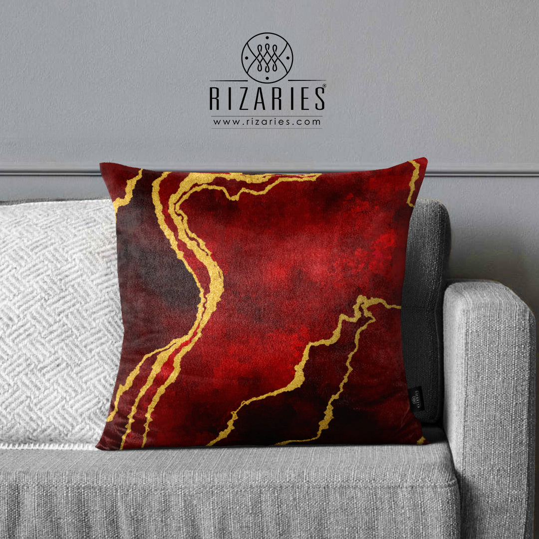 SuperSoft Maroon Gold Abstract Throw Cushion