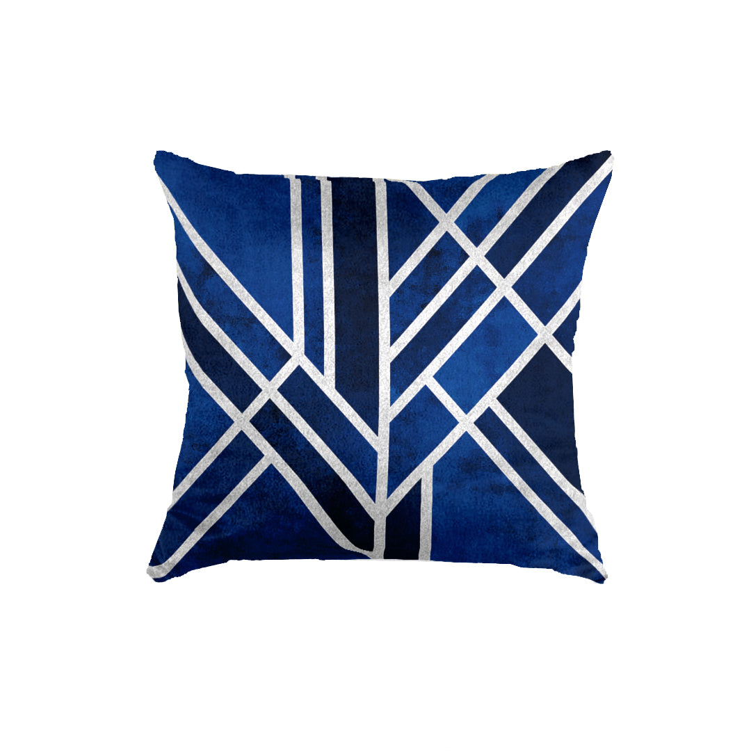 SuperSoft Blue & Silver Art Deco Throw Cushion