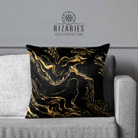 Thumbnail for SuperSoft New Black Gold Abstract Throw Cushion