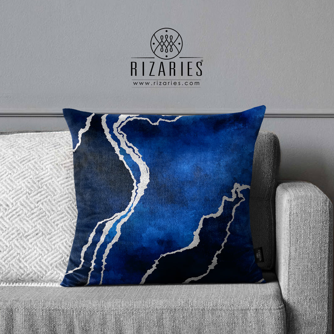SuperSoft Blue & Silver Abstract Throw Cushion