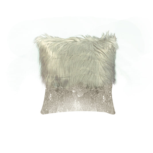 Monster fur & Sequence Grey Throw Pillow