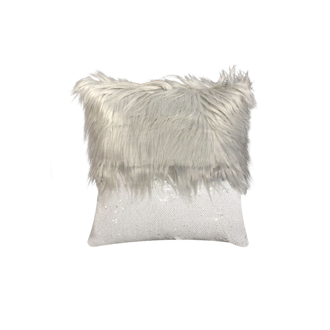 Monster fur & Sequence Grey Throw Pillow