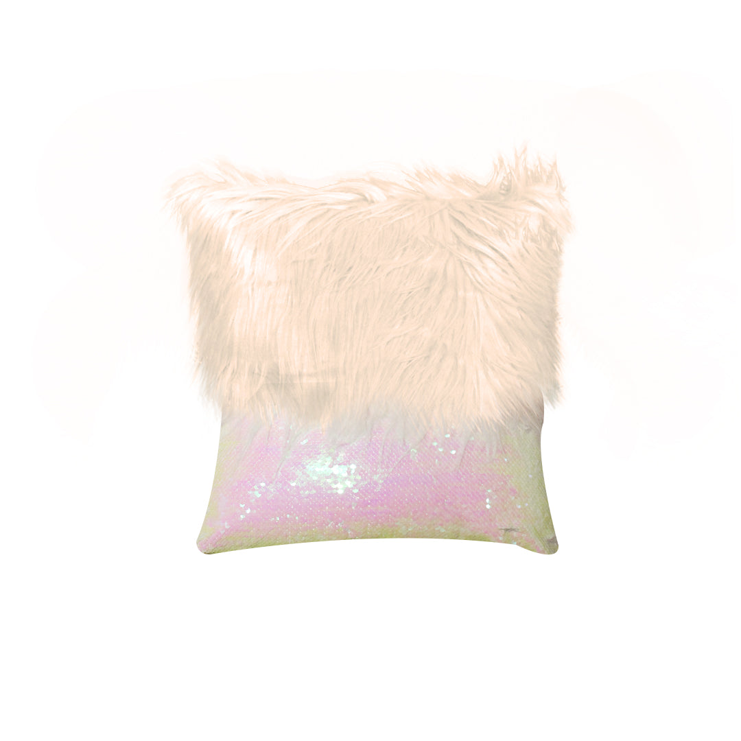 Monster fur & Sequence Pink Throw Pillow