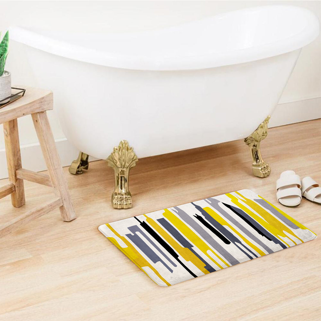 SuperSoft Yellow Grey Lines Door Mat