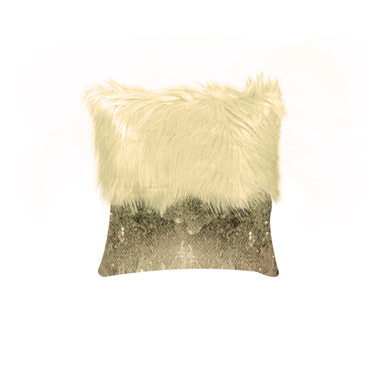 Monster fur & Sequence Ivory Throw Pillow