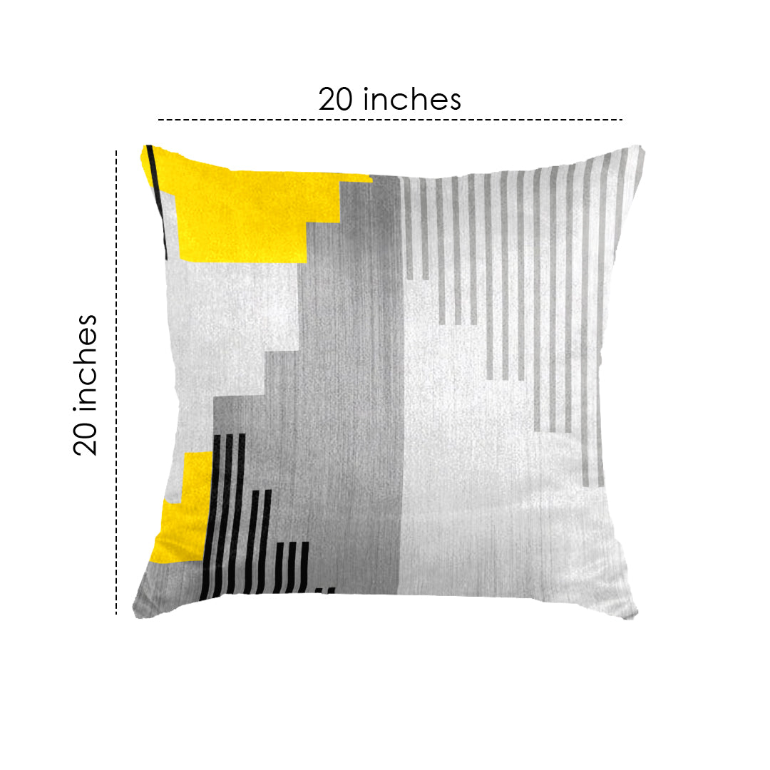 (20" x 20") SuperSoft Yellow Grey Black Lines Throw Cushion