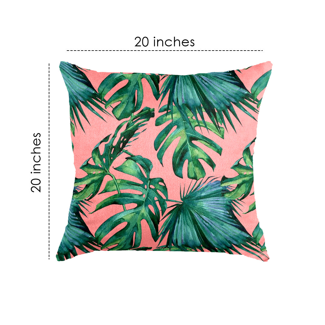 (20" x 20") SuperSoft Pink Tropical Leaves Throw Cushion