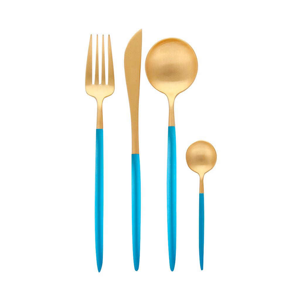 Matt Gold & Blue Cutlery Set