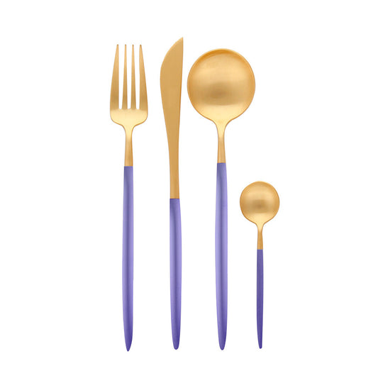 Matt Gold & Purple Cutlery Set