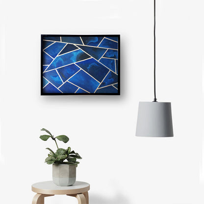 Navy & Silver Geo Canvas Painting