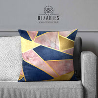 Thumbnail for SuperSoft Pink Navy Gold Throw Cushion