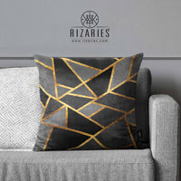 Thumbnail for SuperSoft Grey Gold Stone Throw Cushion