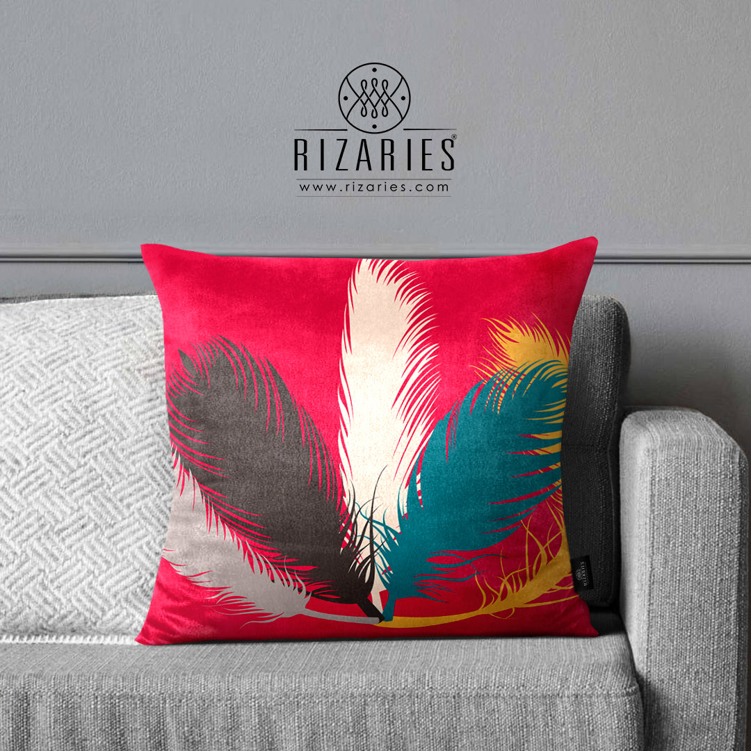 SuperSoft Colorful Feathers Throw Cushion