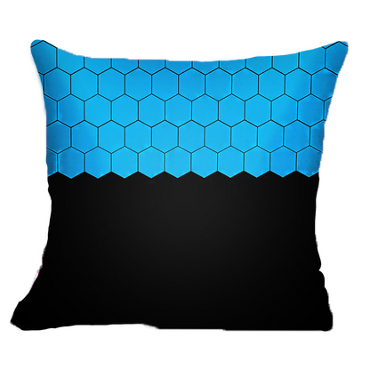 SuperSoft Blue Hexagons with Black Throw Pillow