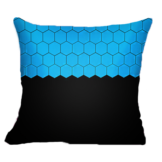 SuperSoft Blue Hexagons with Black Throw Pillow