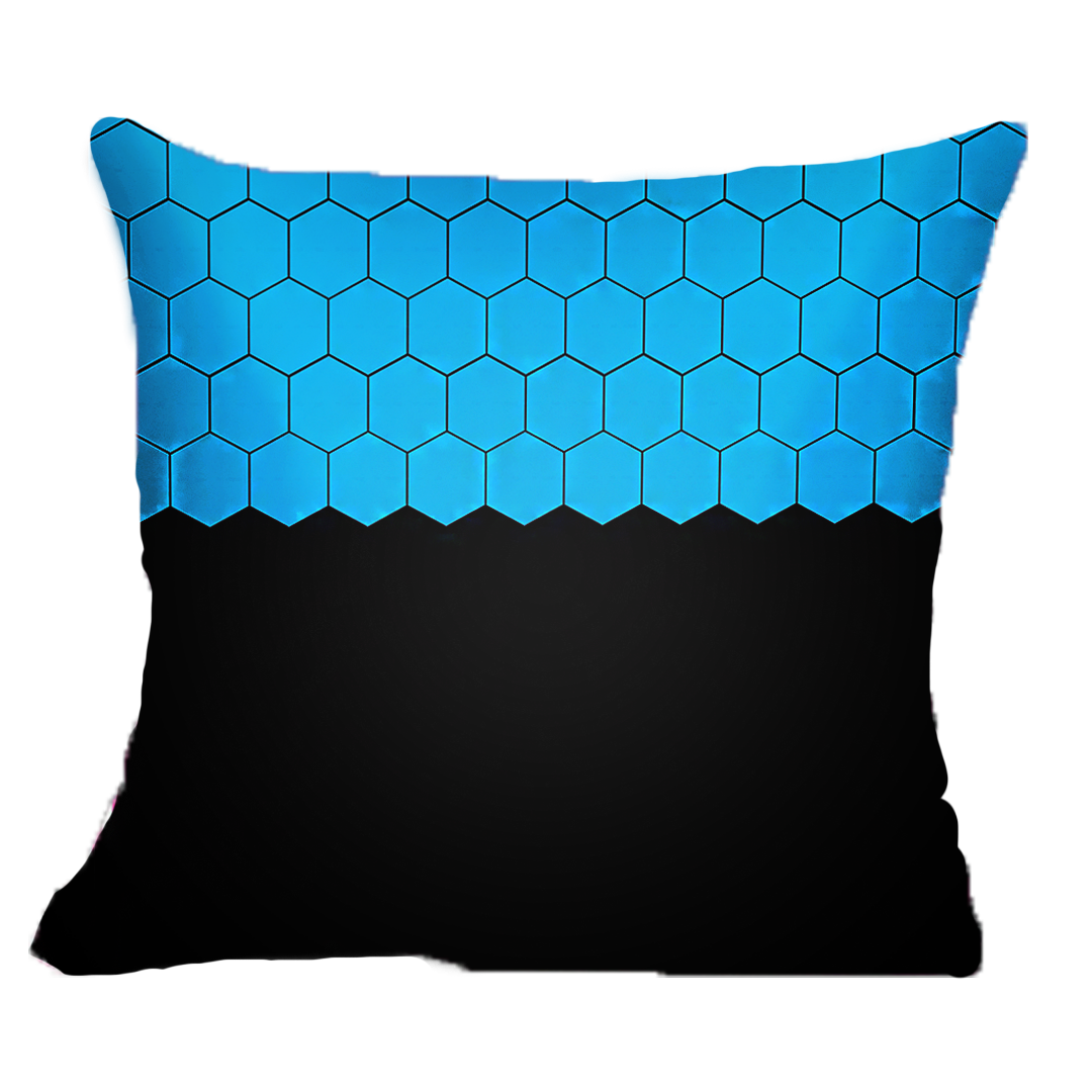 SuperSoft Blue Hexagons with Black Throw Pillow