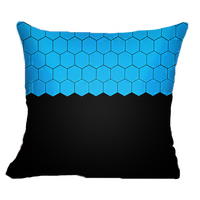 Thumbnail for SuperSoft Blue Hexagons with Black Throw Pillow