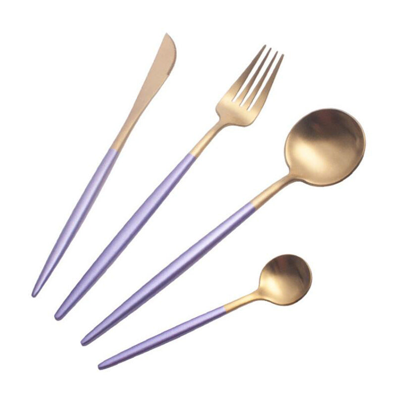 Matt Gold & Purple Cutlery Set