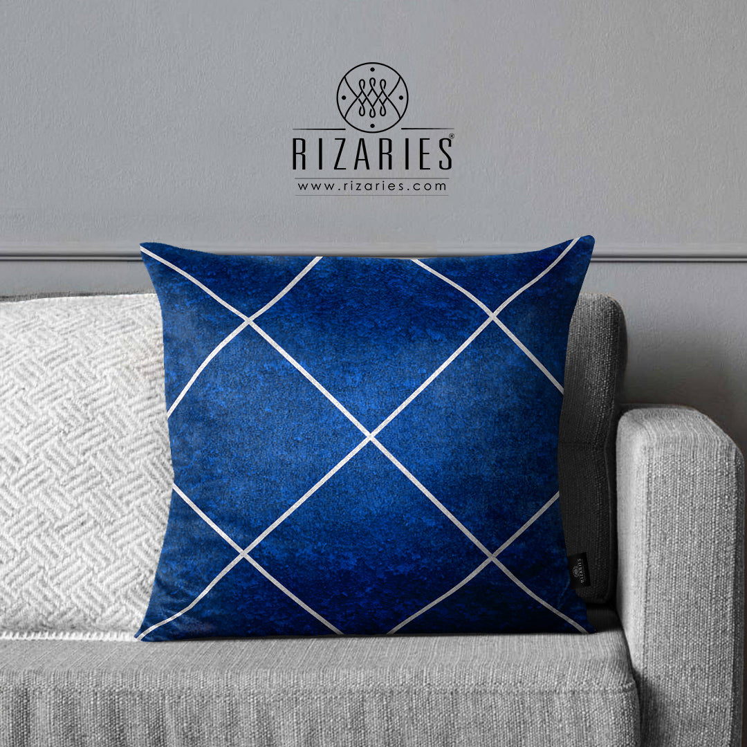 SuperSoft Blue & Silver Diamonds Throw Cushion