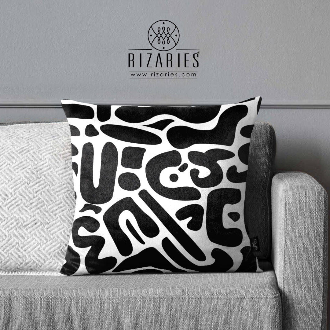 SuperSoft Modern Black & White Abstract Throw Cushion