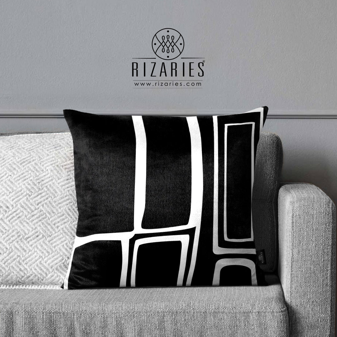 SuperSoft Black & White Abstract Geo Throw Cushion