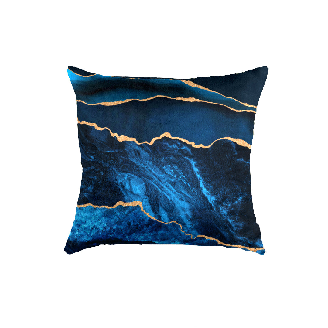 SuperSoft New Blue Gold Abstract Throw Cushion