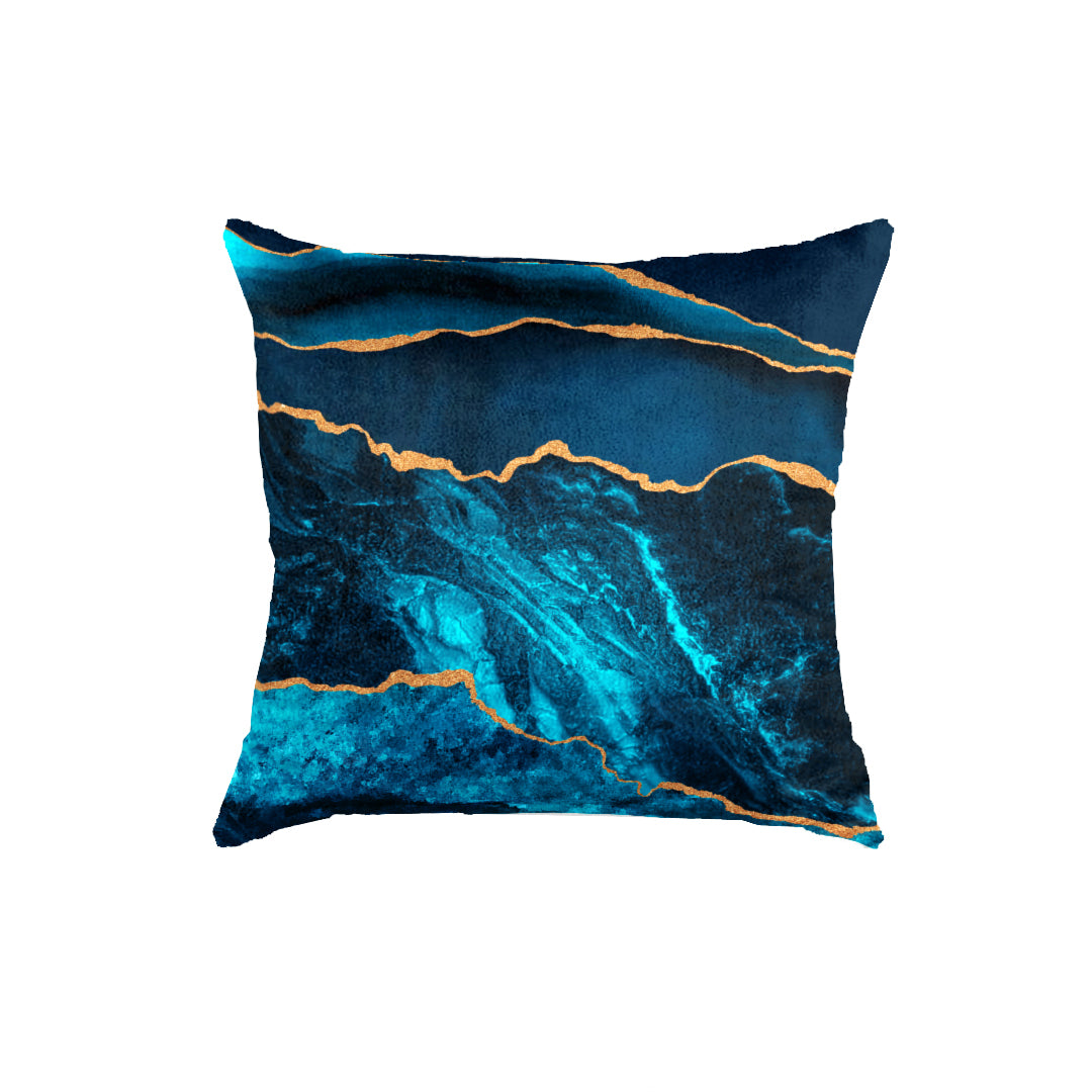 SuperSoft Teal Blue Gold Abstract Throw Cushion