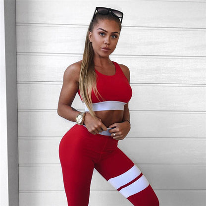 Red with White Crazy Workout 2 Pcs Set