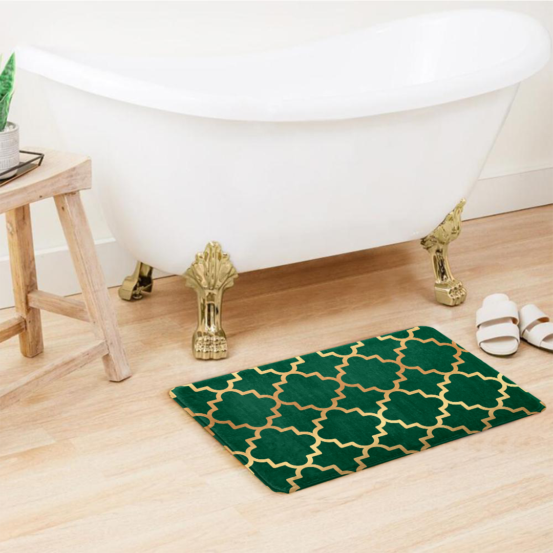 SuperSoft Green Quatrefoil Door Mat