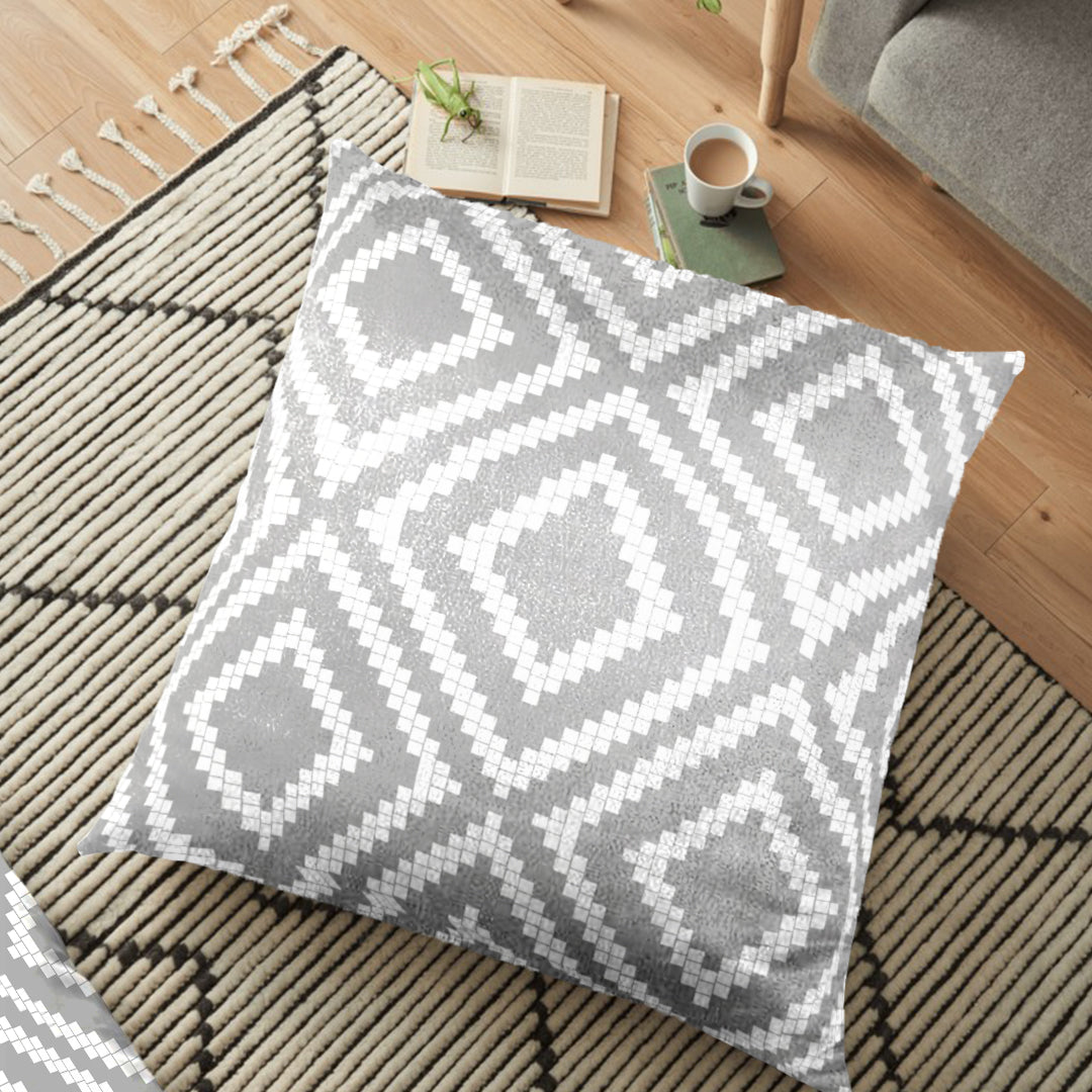 (26"x26") Supersoft Grey White FLOOR Cushion Cover