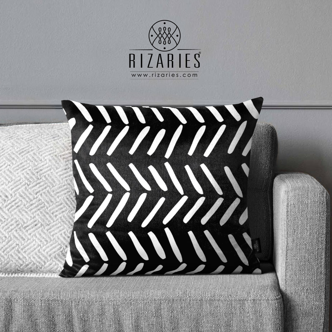 SuperSoft White & Black Uneven Throw Cushion