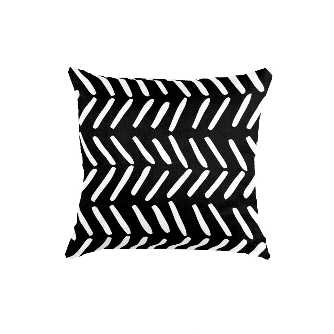 SuperSoft White & Black Uneven Throw Cushion