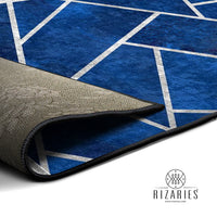 Thumbnail for Navy Blue Silver Lines Centerpiece (Rug)