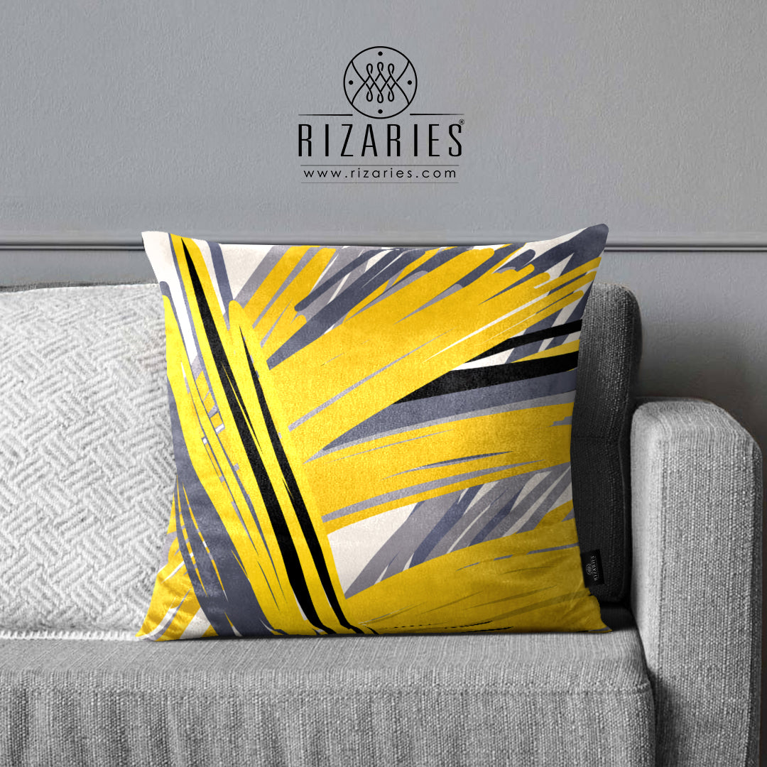 SuperSoft Yellow Grey Abstract Throw Pillow