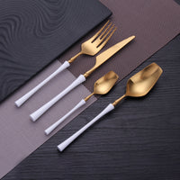 Thumbnail for Matt Modern Gold & White Cutlery Set