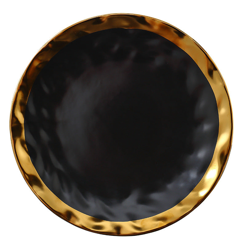 Matt Black & Gold Edges Porcelain Plates