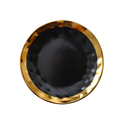 Matt Black & Gold Edges Porcelain Plates