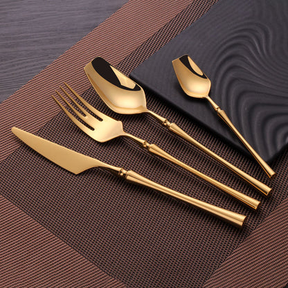 Shiny Modern Full Gold Cutlery Set