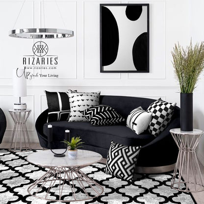 SuperSoft White & Black Uneven Throw Cushion