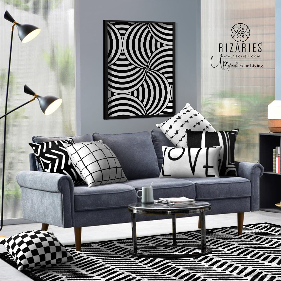 SuperSoft White & Black Uneven Throw Cushion